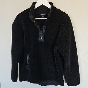 Athleta Black Sherpa Zip-Up Pullover